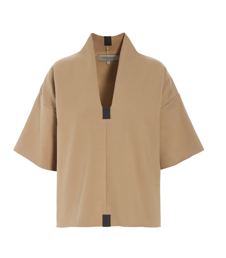 Camel Cotton V-Neck Top - 71022C