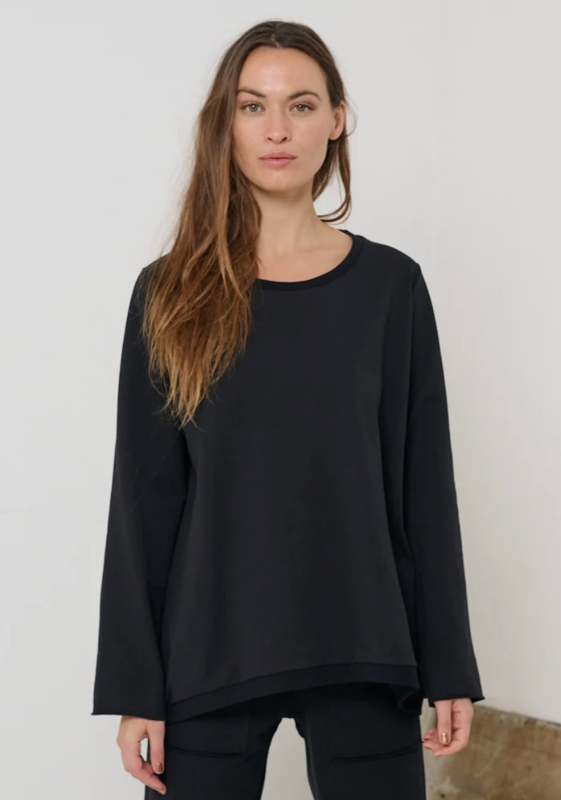 Black Crew Cotton Sweatshirt - 71605B
