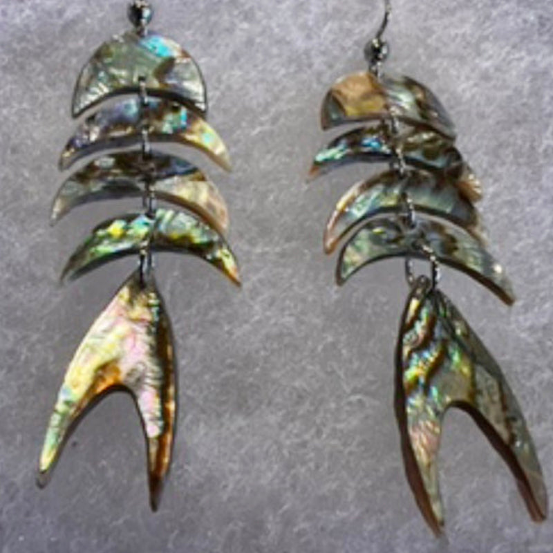Abalone Fish Bone Earrings - EOA6