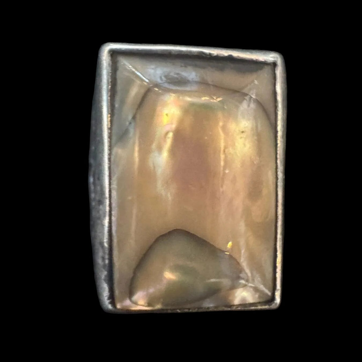 Abalone Rectangle Sterling Bezel Ring - Size 11 - RMH438