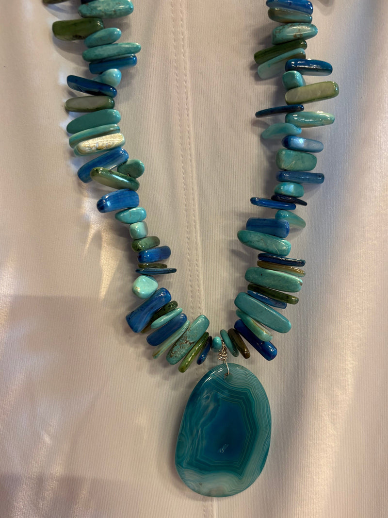 Agate / Mother of Pearl / Howlite Necklace - NSZ228