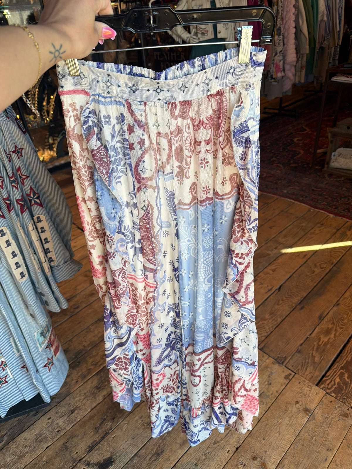 Americana Bandana Ruffled Mesh Pants - 4810AM
