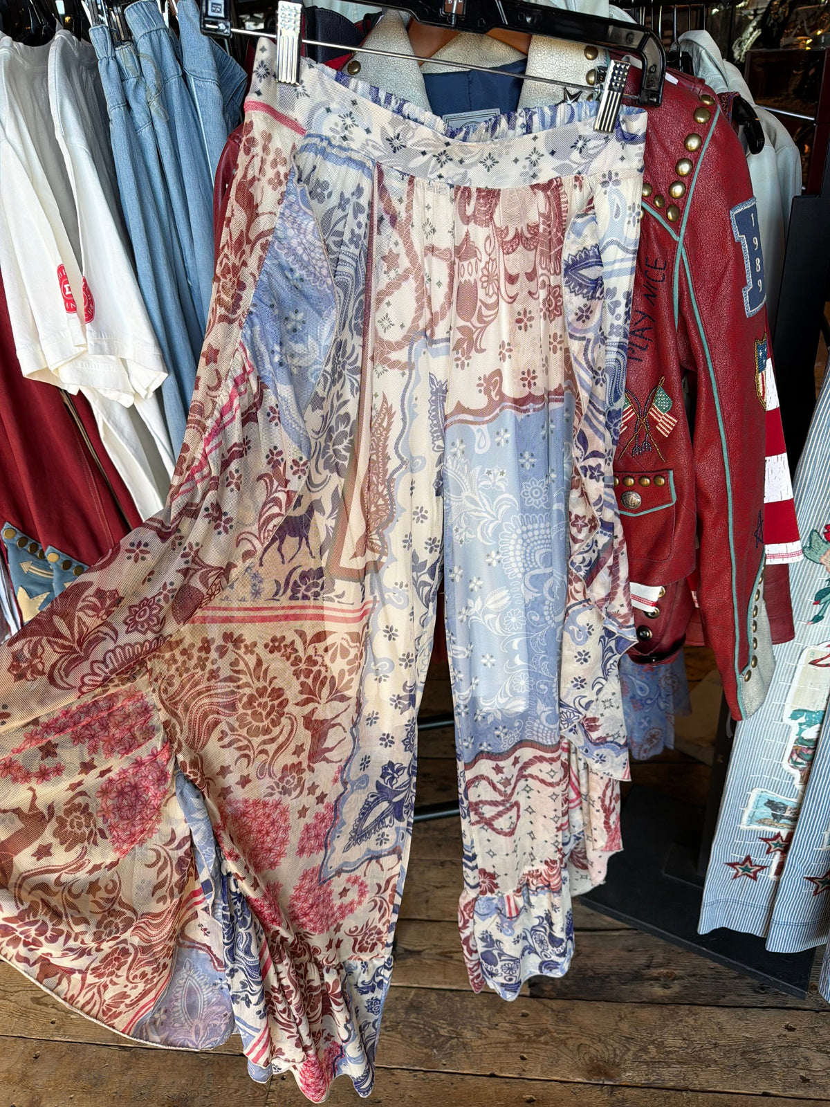 Americana Bandana Ruffled Mesh Pants - 4810AM