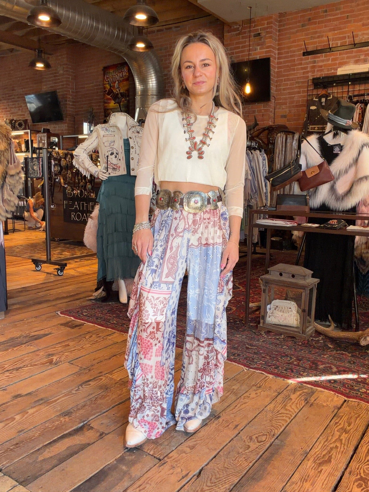 Americana Bandana Ruffled Mesh Pants - 4810AM