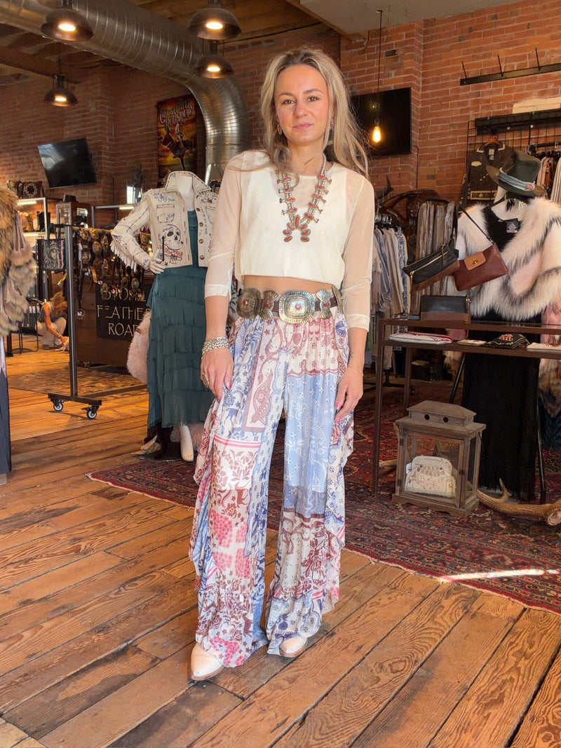 Americana Bandana Ruffled Mesh Pants - 4810AM