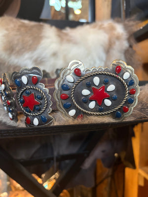 Americana Enamel/German Silver Belt - BBAR97-RR