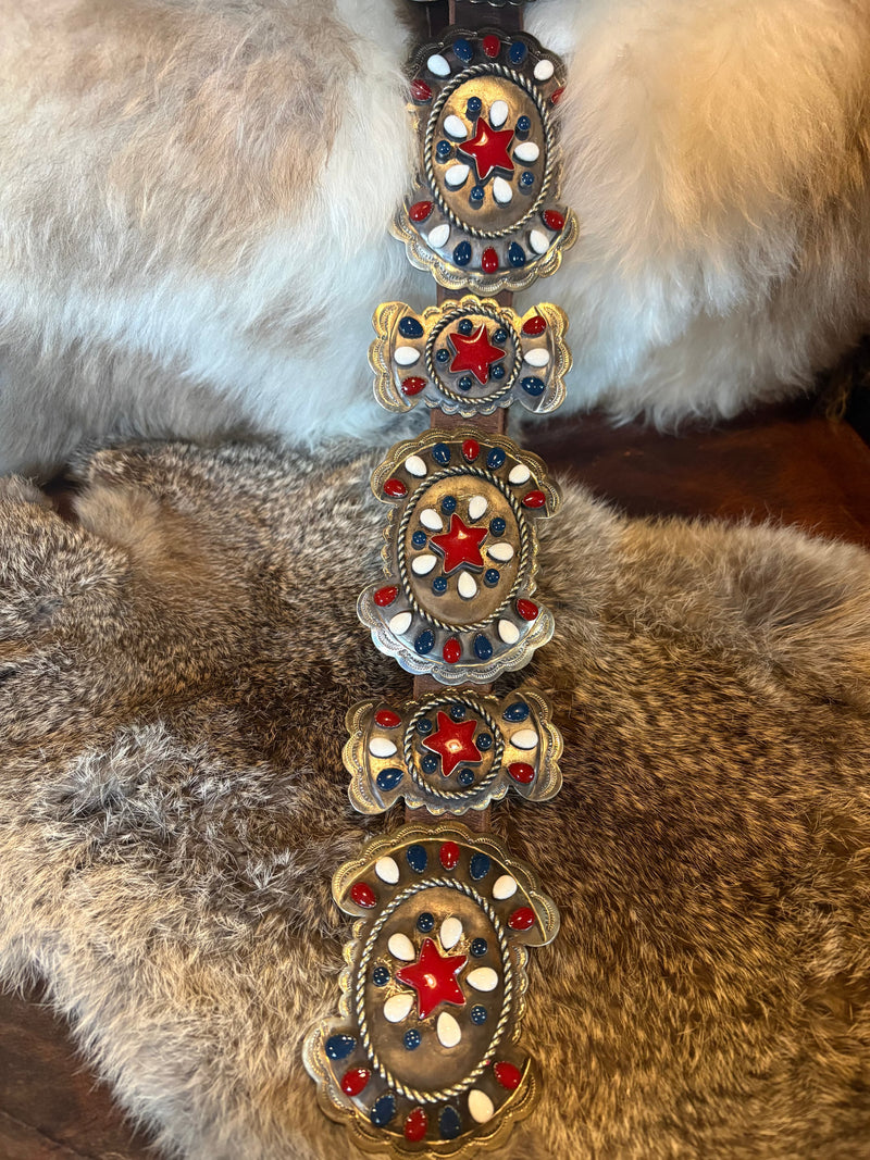 Americana Enamel/German Silver Belt - BBAR97-RR
