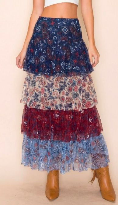 Americana Multi Mesh Tiered Skirt - 4807D4