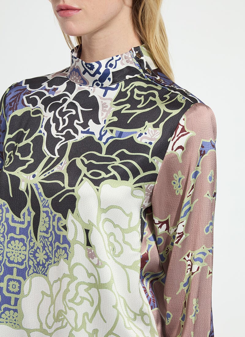 Antique Garden Mock Neck Blouse - LY3961
