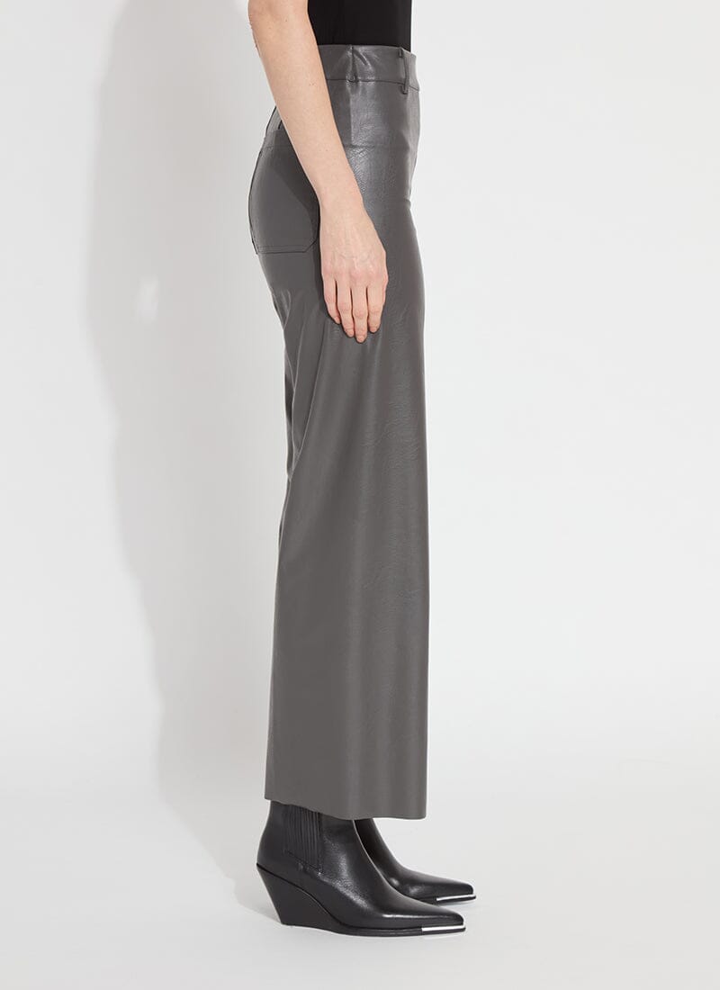 Ash Grey Hi Waist Vegan Leather Trouser - 3253GA