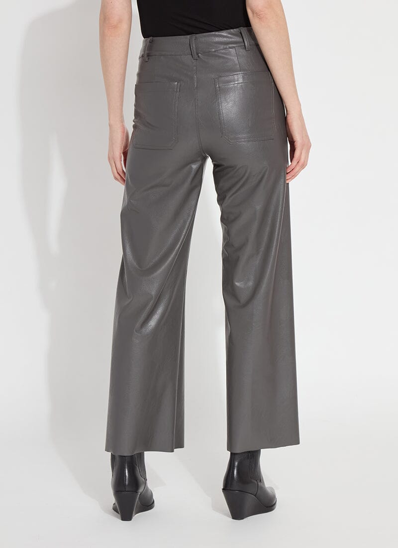 Ash Grey Hi Waist Vegan Leather Trouser - 3253GA