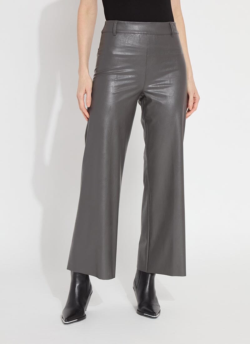 Ash Grey Hi Waist Vegan Leather Trouser - 3253GA