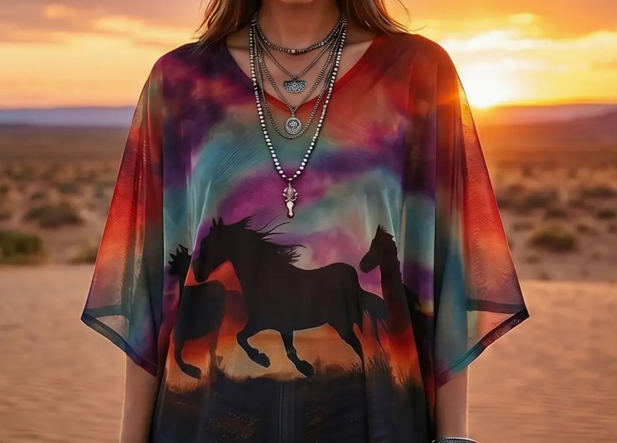Autumn Stampede Poncho- 4887HP