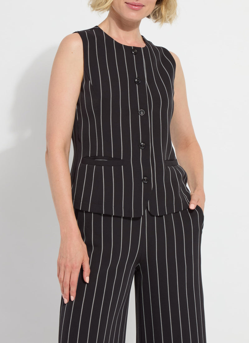 Ava Black Stripe Tailored Vest - LY3799