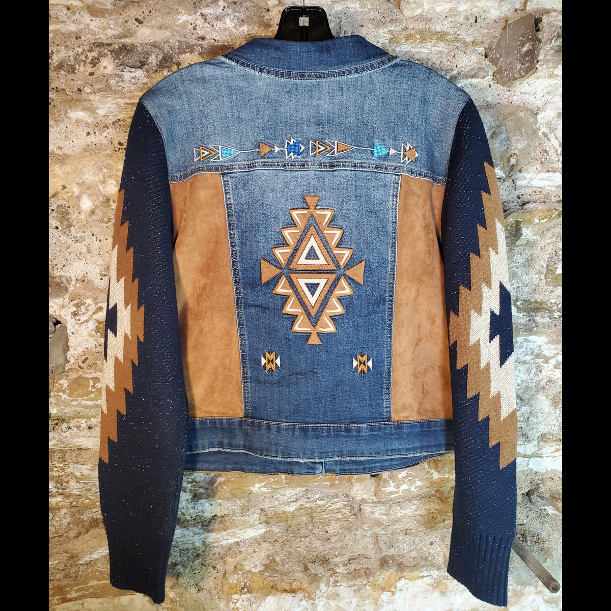 Aztec Embroidered Denim Jacket - JKSY6