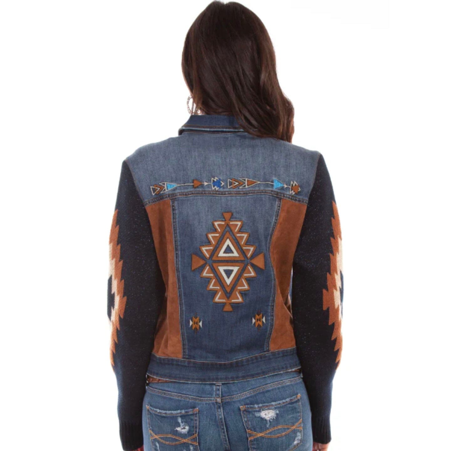 Aztec Embroidered Denim Jacket - JKSY6