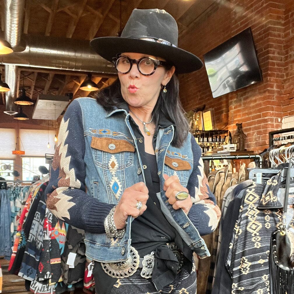 Aztec Embroidered Denim Jacket - Scully - JKSY6