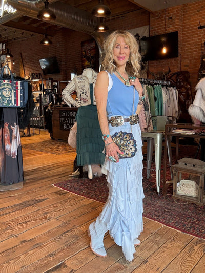 Baby Blue Silk Tiered Maxi Skirt - KGG1-BB