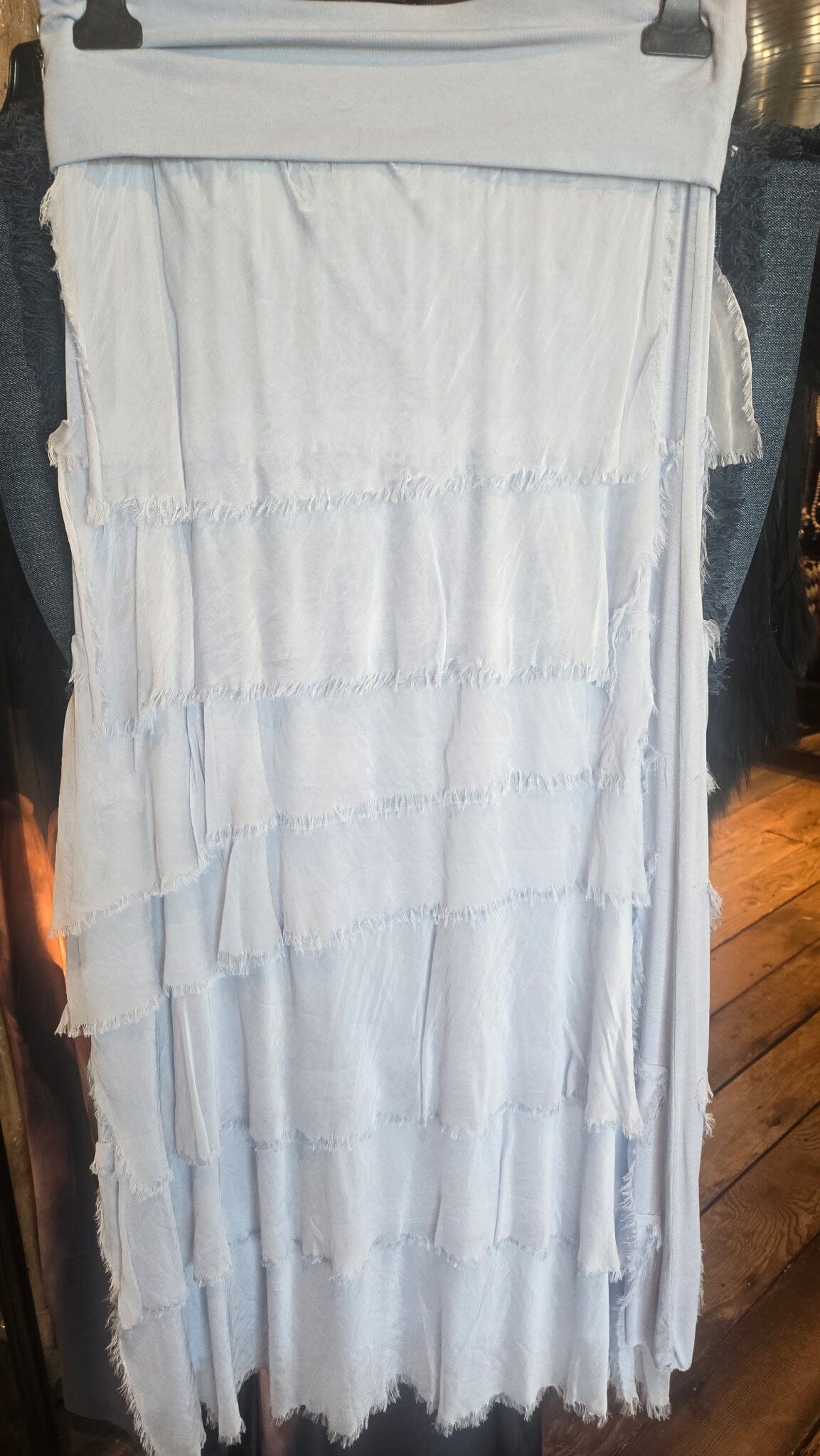 Baby Blue Silk Tiered Maxi Skirt - KGG1-BB