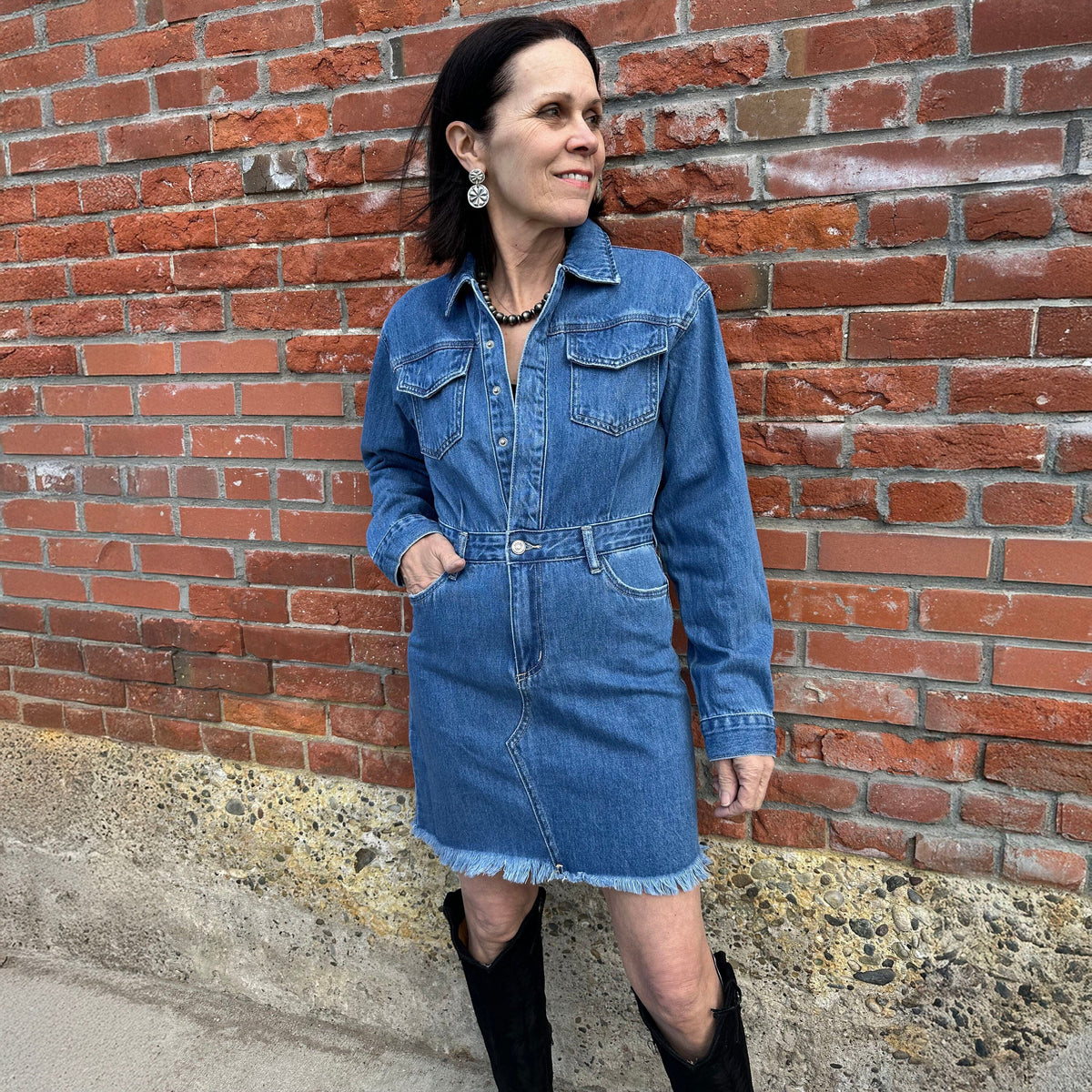 Resa Denim Shirt Dress - Med. Blue - BY7027 Resa Denim Shirt Dress - Med. Blue - BY7027