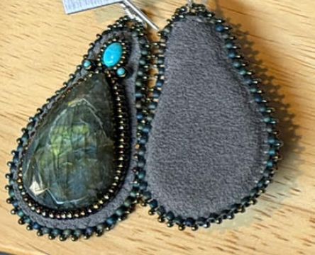 Beaded Labradorite/Turquoise Earrings - ESZ365