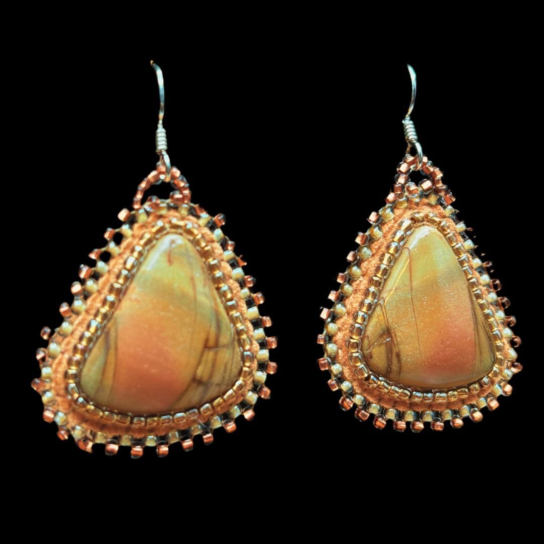 Beaded Red Creek Jasper Earring - ESZ307