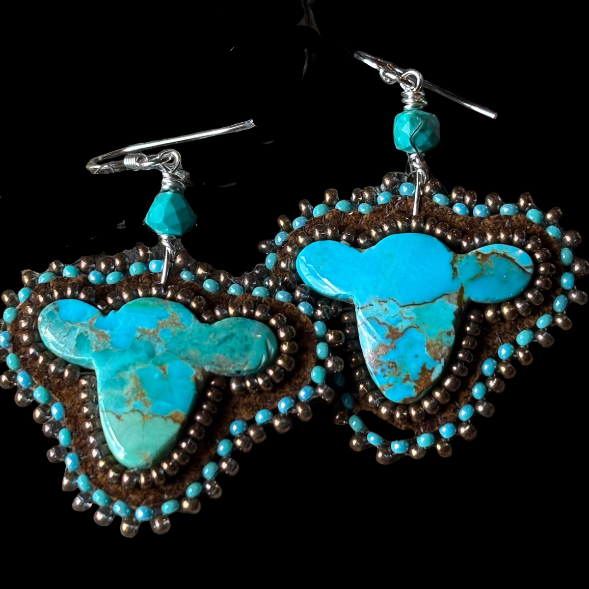 Beaded Turquoise Cow Earring - ESZ316