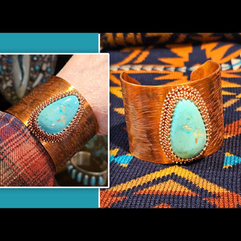 Beaded Turquoise on Copper Cuff - CSZ12