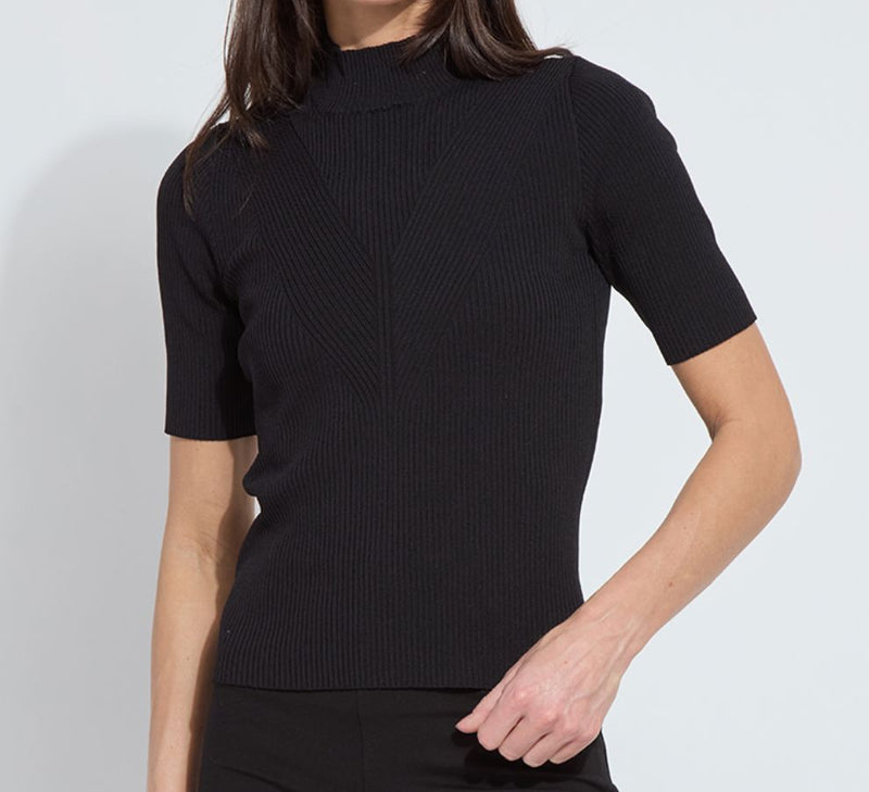 Benadette Black Short Sleeve Ribbed Top - Lysse - LY3680B