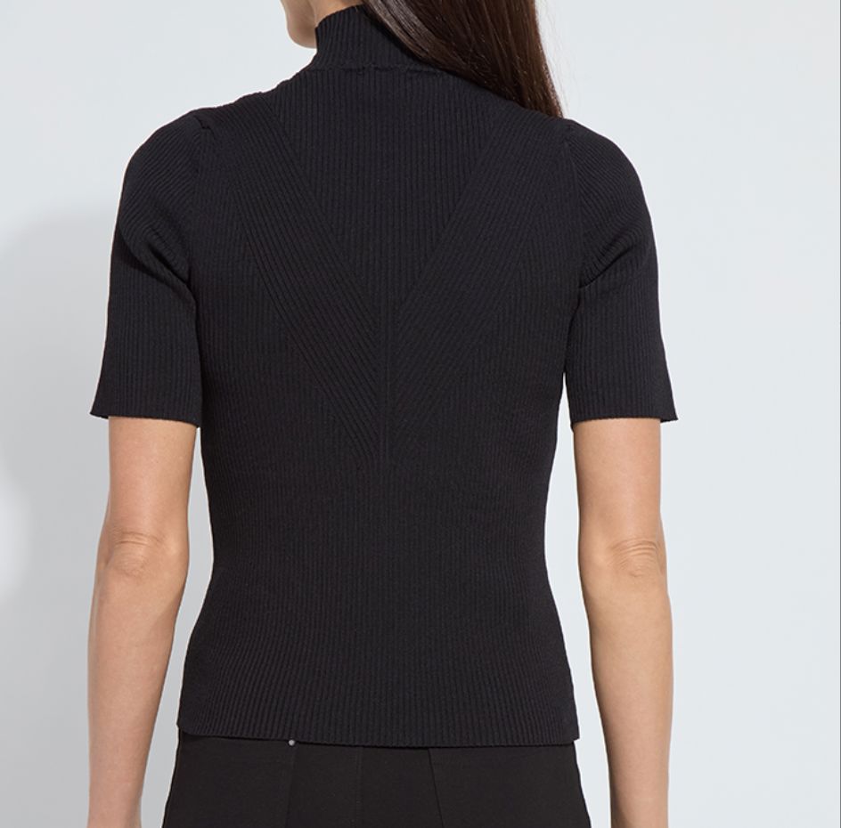 Benadette Black Short Sleeve Ribbed Top - Lysse - LY3680B