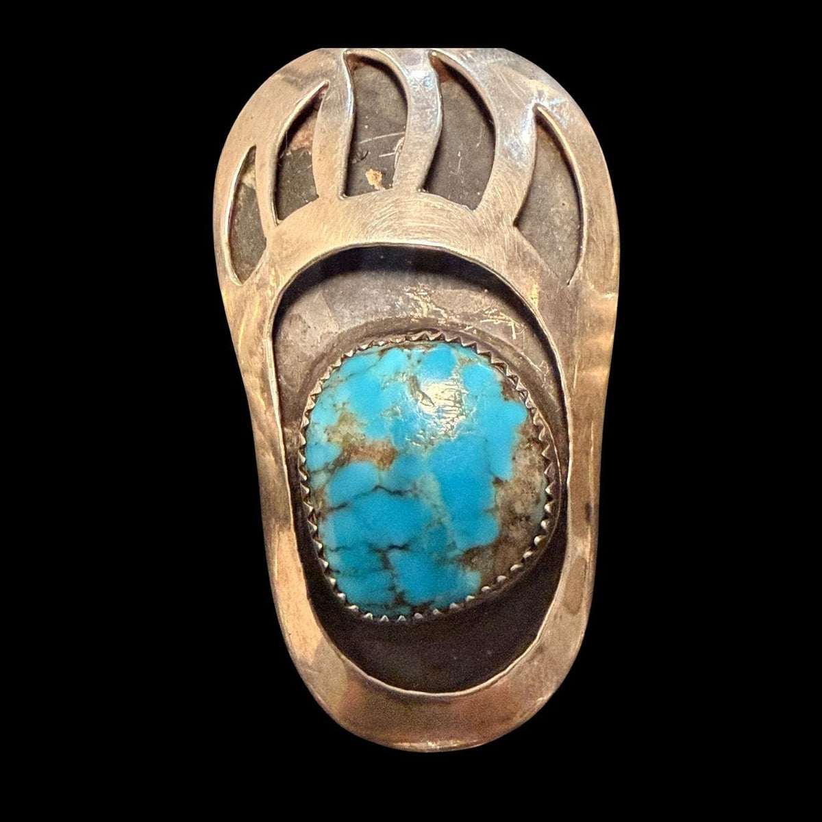 Bisbee Turquoise Bear Paw Ring - Size 9.25 - RMH376