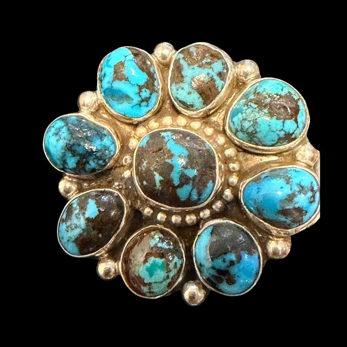 Bisbee Turquoise Cluster 9-Stone Ring - size 8.5 - RMH372