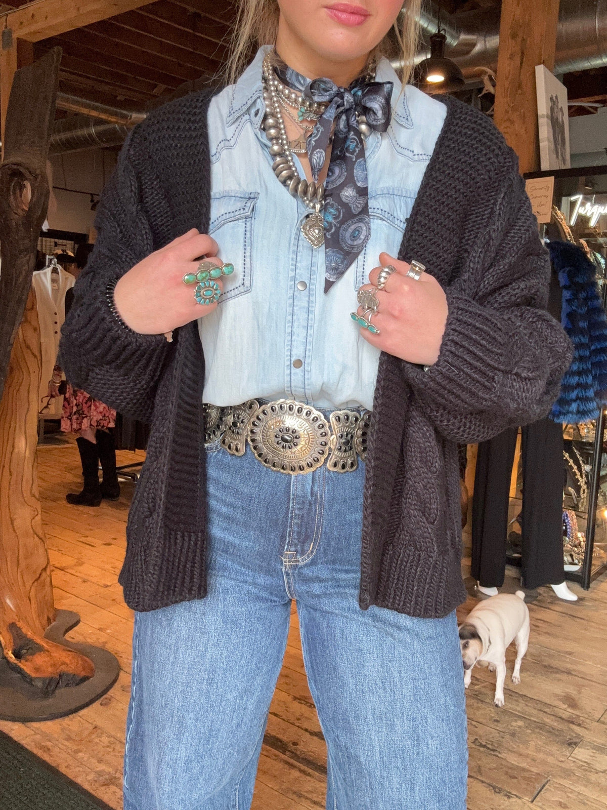 Black Cable Knit Cardigan - AS026B