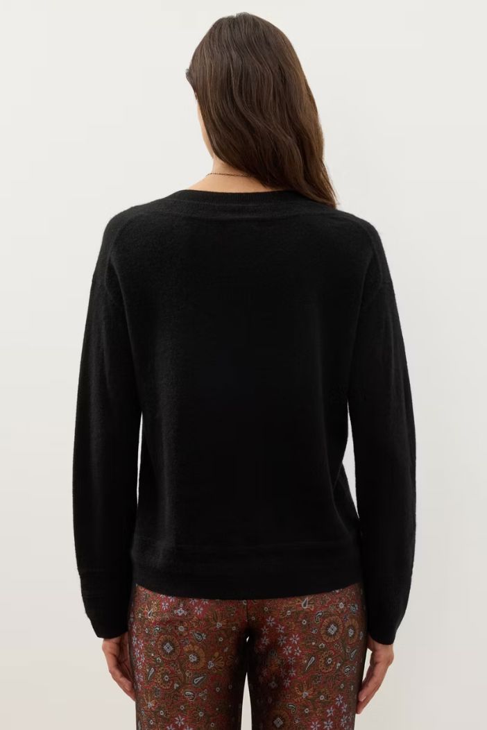 Black Cashmere V-Neck Sweater - 52826B