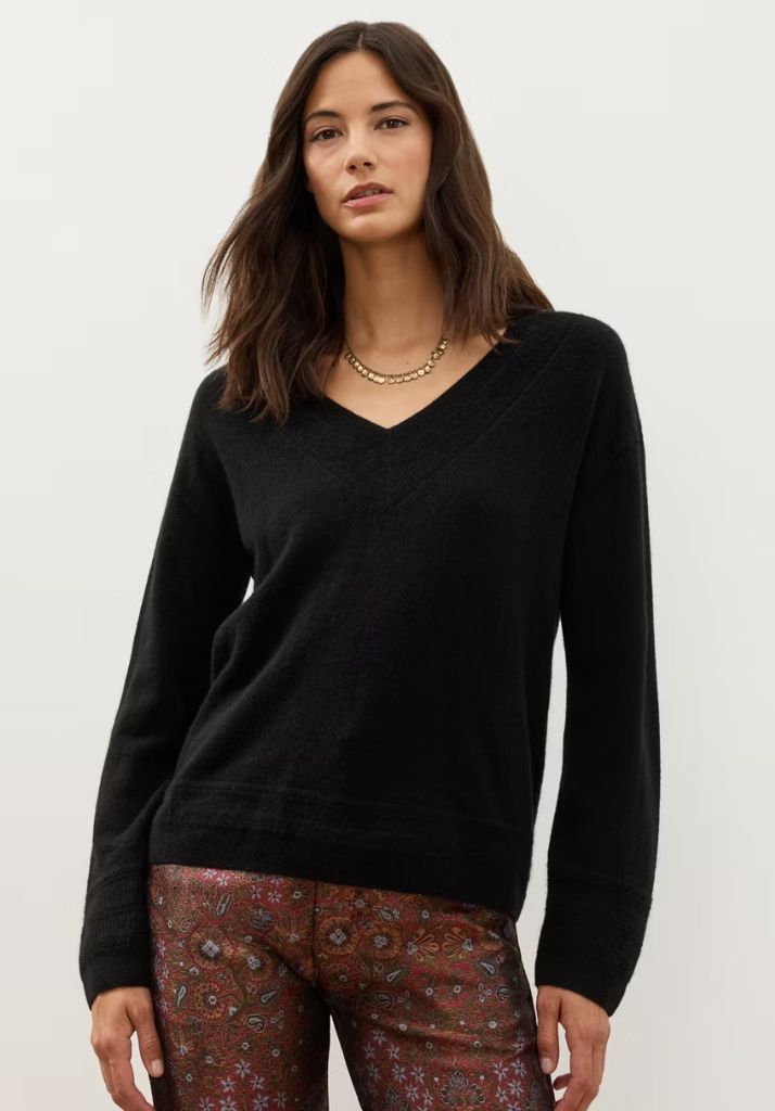 Black Cashmere V-Neck Sweater - 52826B