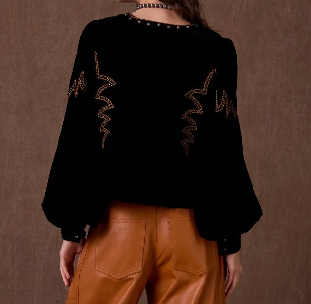 Black Clarissa Top - Double D Ranch - T4152