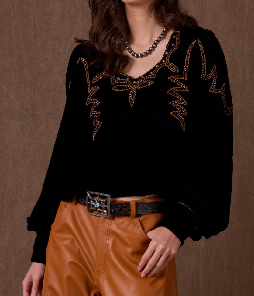 Black Clarissa Top - Double D Ranch - T4152