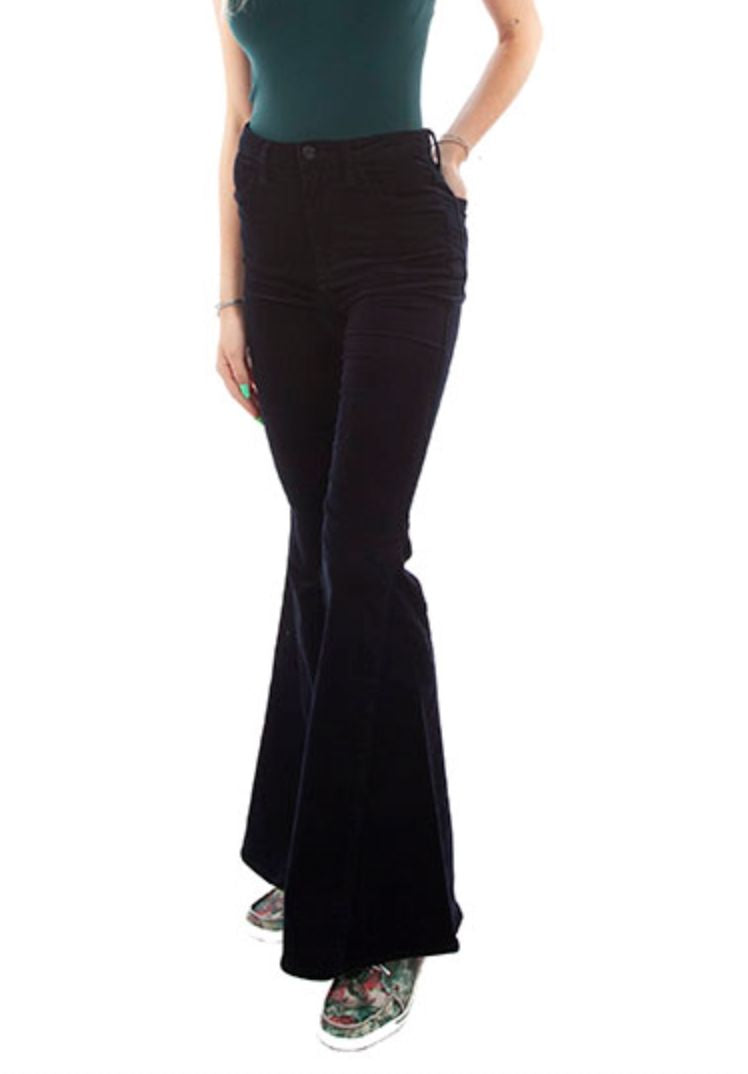 Black Corduroy Bell Bottom Trouser - HC783
