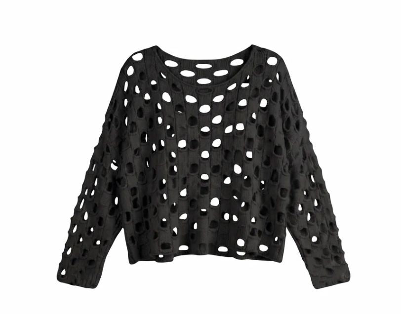 Black Distressed Pullover - 5160BK