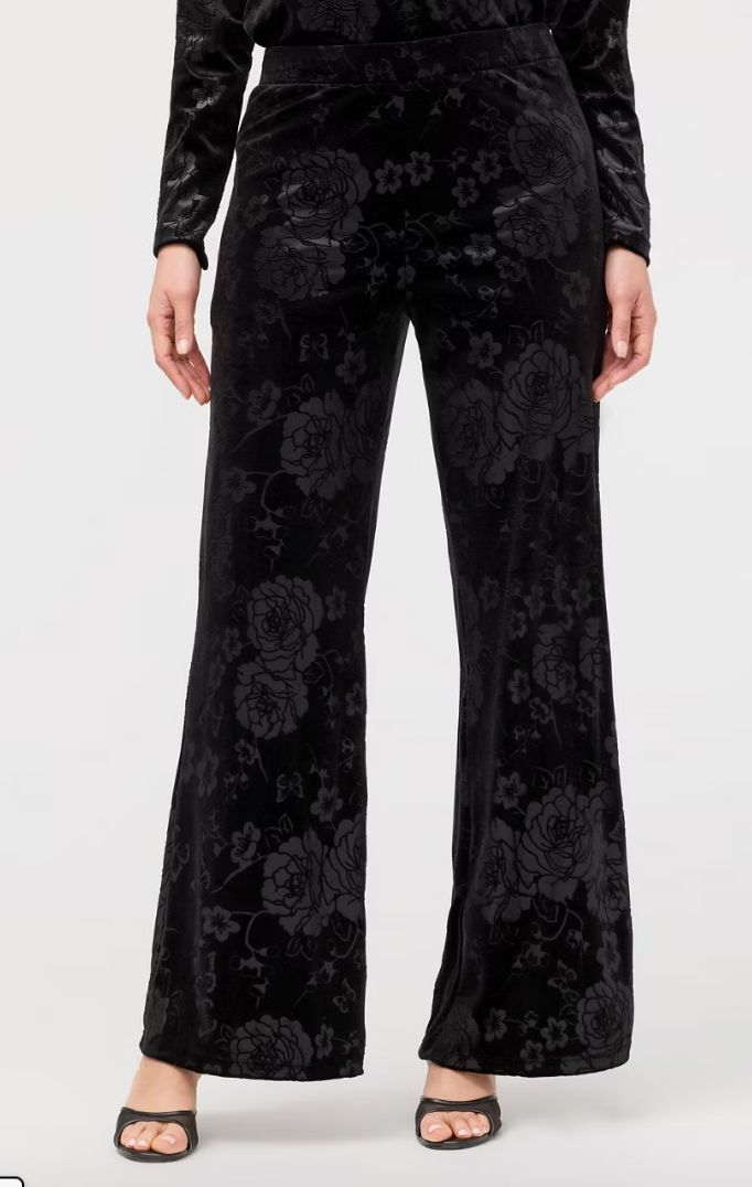 Black Embossed Stretch Velvet Pant - J65525