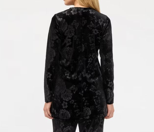 Black Embossed Stretch Velvet Tunic - J27825
