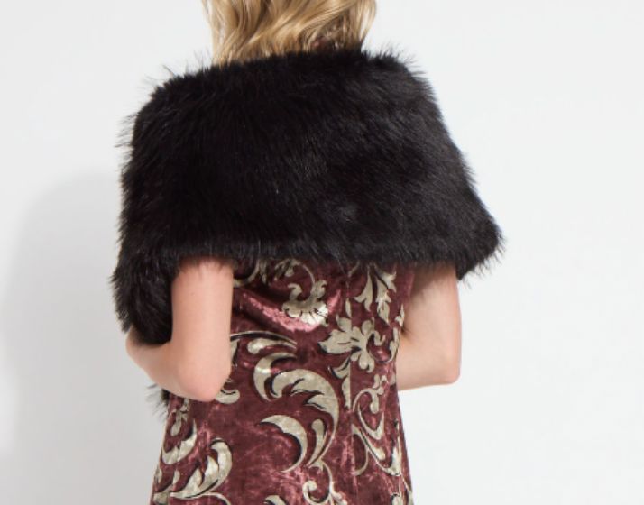 Black Faux Fur Stole - 4044BK