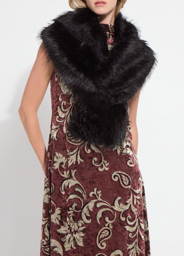 Black Faux Fur Stole - 4044BK