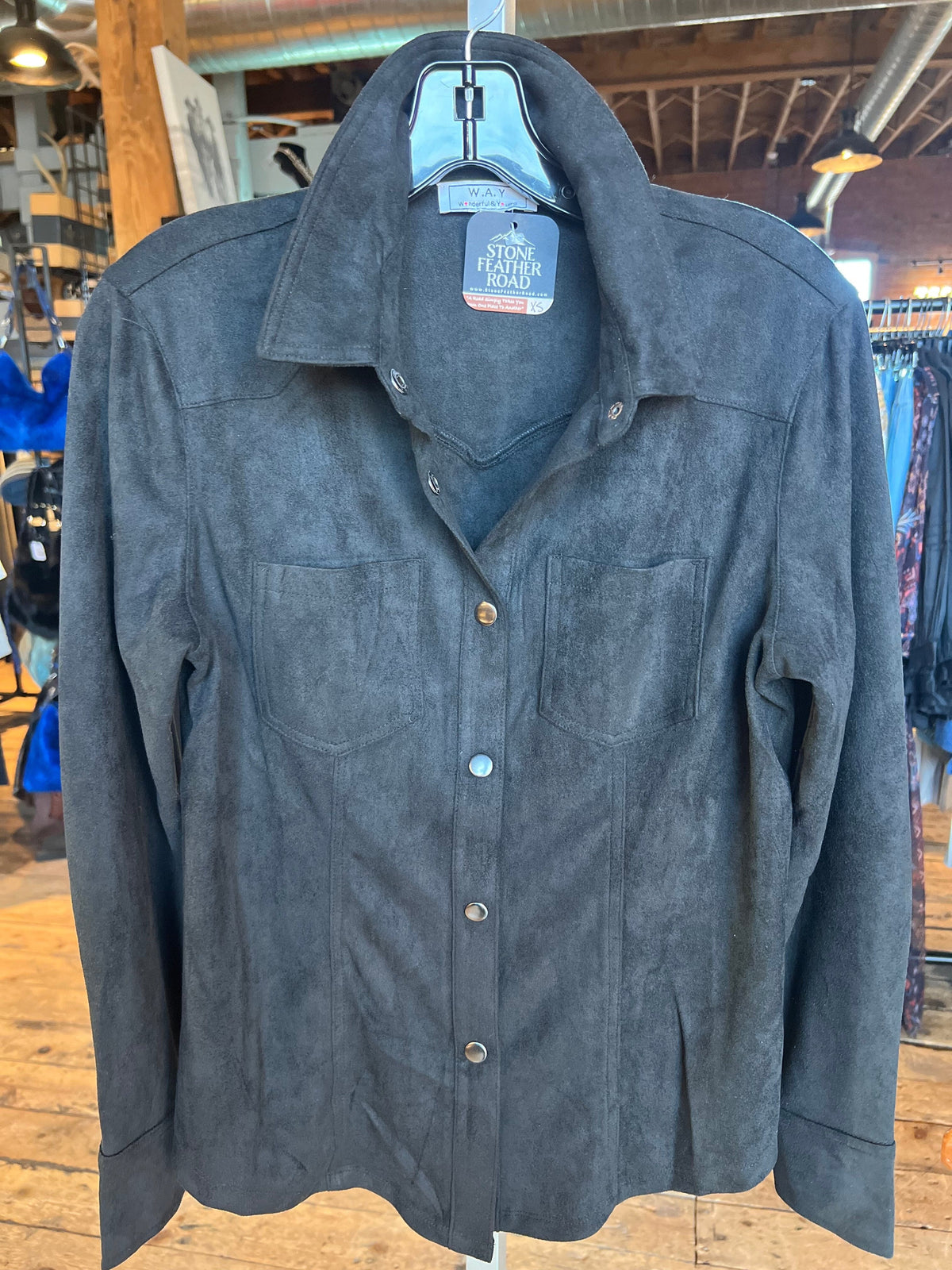 Black Faux Suede Shirt - 4304BK