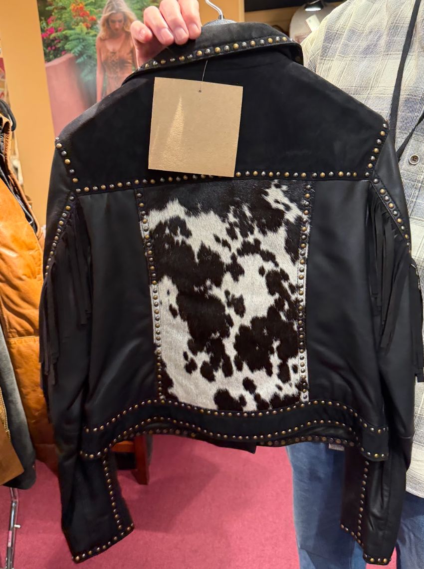 Black Hair On Leather Moto Jacket - L1176