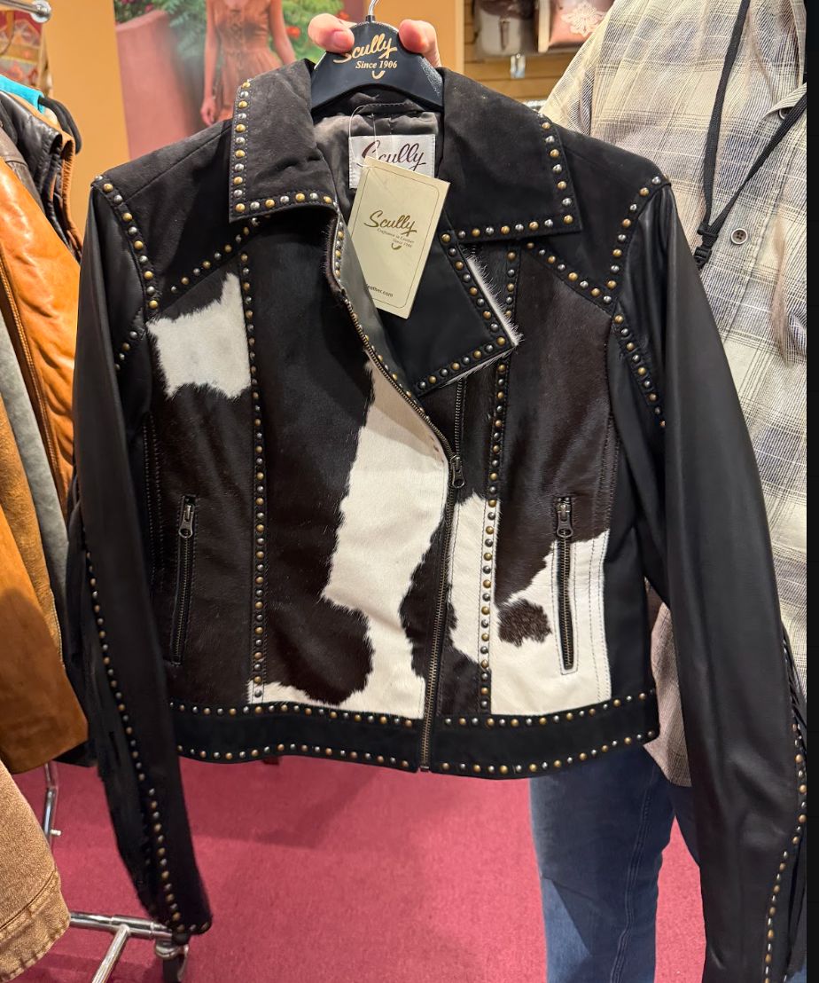 Black Hair On Leather Moto Jacket - L1176