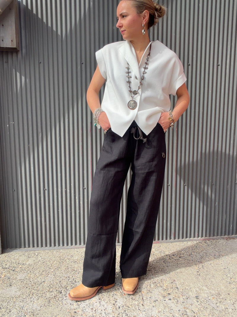 Black Hemp Trousers - Henriette Steffensen - 82001B
