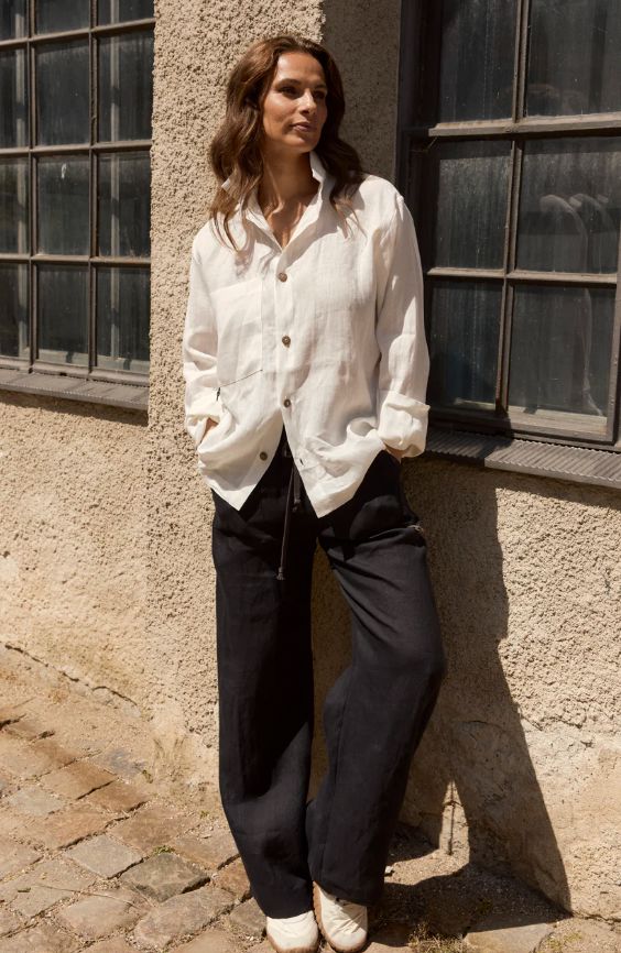 Black Hemp Trousers - Henriette Steffensen - 82001B