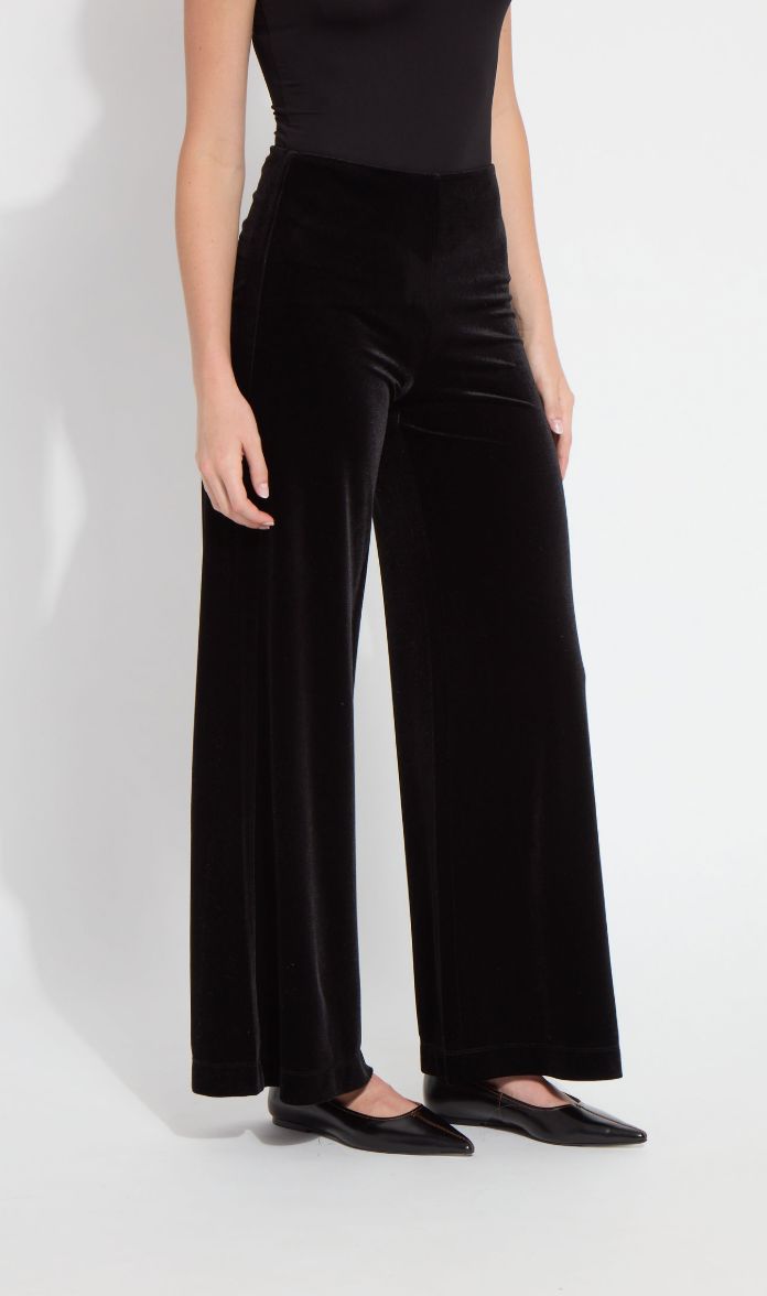Black Hi-Waist Velvet Pant - 4051B
