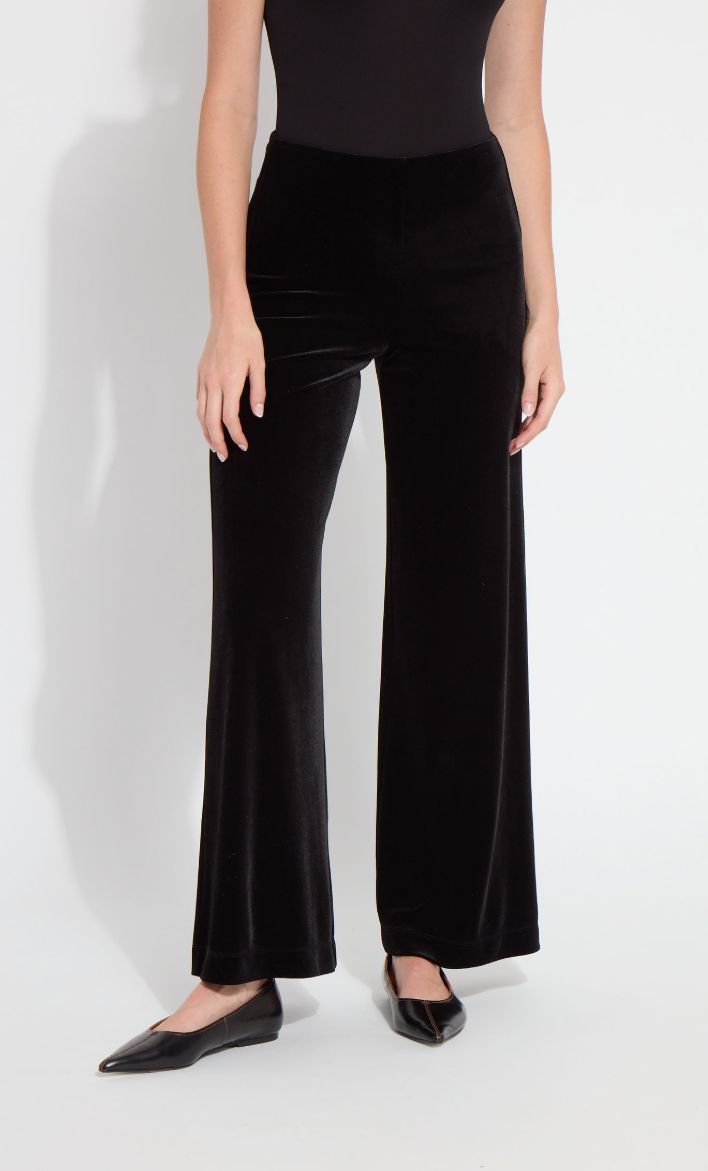 Black Hi-Waist Velvet Pant - 4051B
